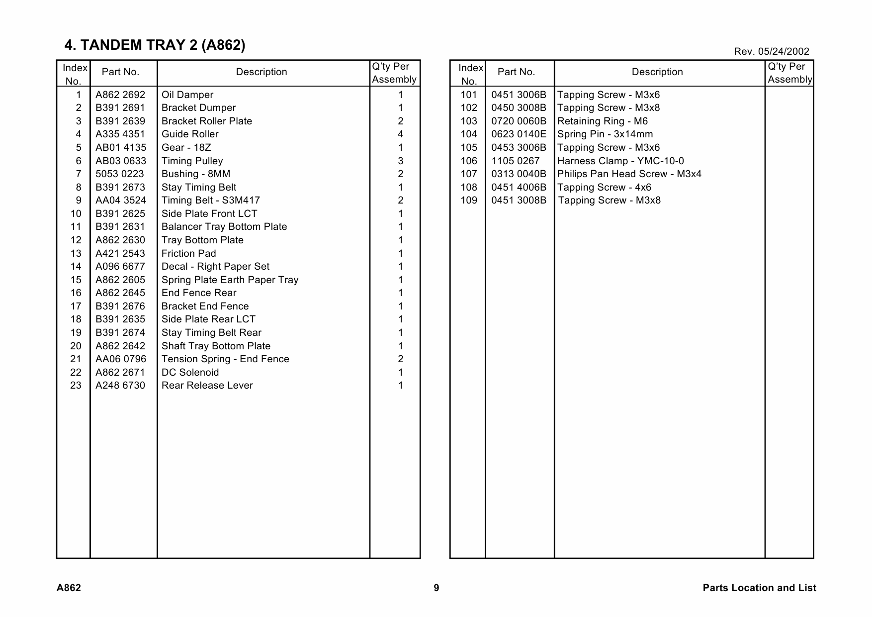 RICOH Options A862 LARGE-CAPACITY-TRAY Parts Catalog PDF download-5